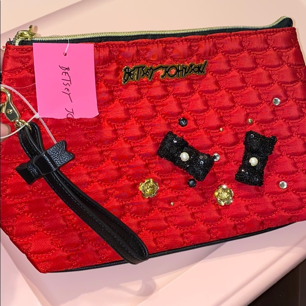 Betsey Johnson Red Wristlet Pouch NEW